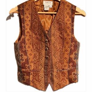 Talbots Brown and Tan Patterned Vest